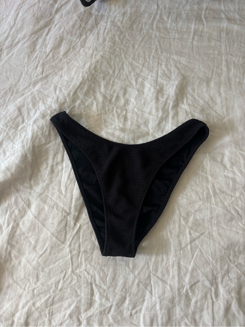 PacSun Black Textured High-Cut Bikini Bottom